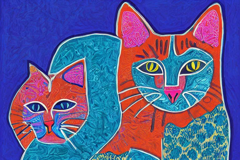 Image similar to beautiful art illustration of cat by laurel burch