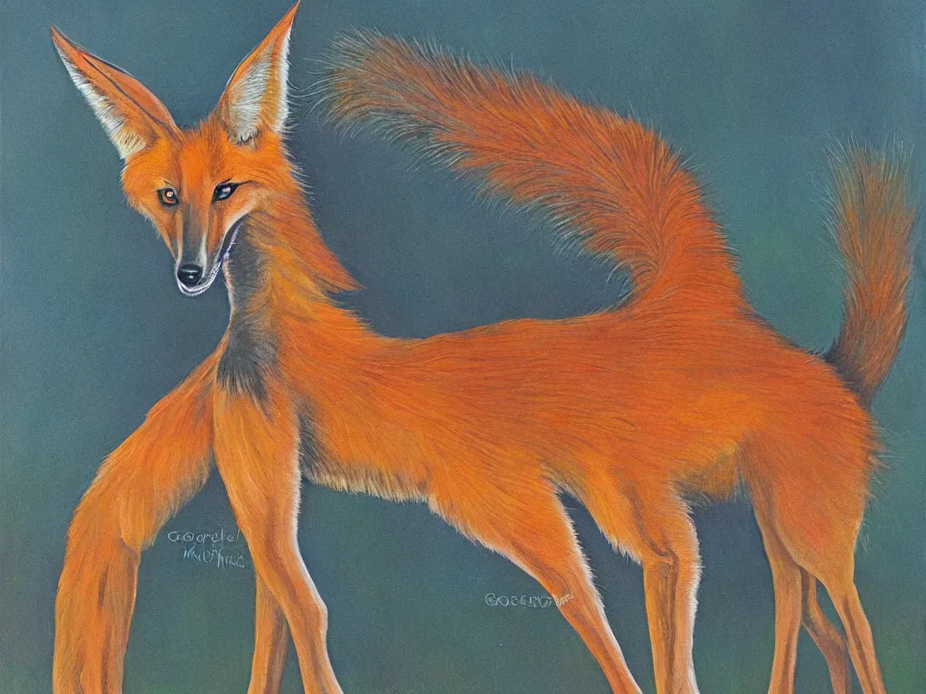 Image similar to Maned wolf. Painting by Georgia O'Keefe