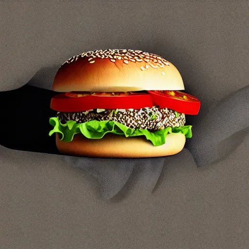 Prompt: photorealistic cheeseburger with tomato, lettuce, melted cheese, sesame seed bun
