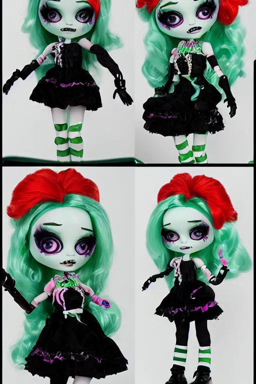 Prompt: beautiful monster high Frankie Stein doll