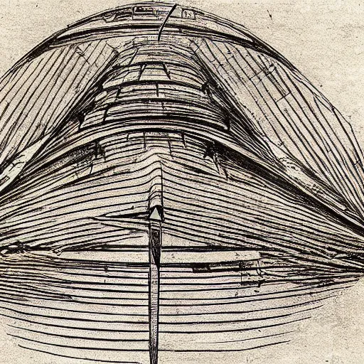 Image similar to davinci drawing of warp drive ship diagram, highly detailed