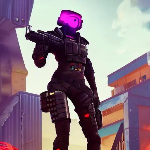 Image similar to cyberpunk mercenary fortnite character