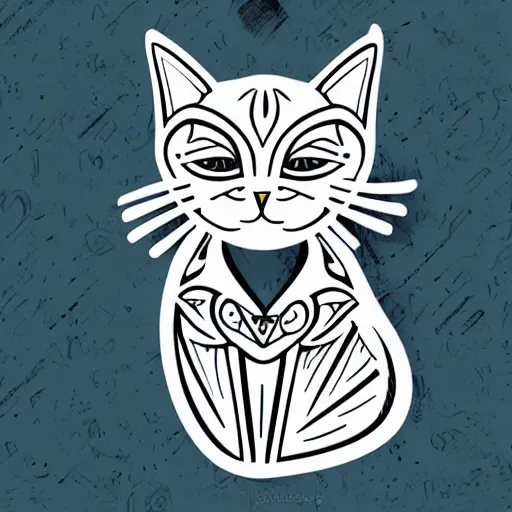 Image similar to tattoo sketch, cat, winks, draft, organic ornament, maori, vector