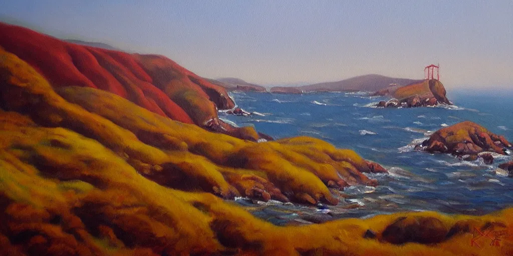 Image similar to beautiful oil painting of marin headlands by olof krans