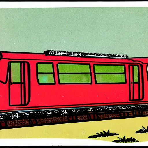 Image similar to Volk clip art style of a train, 1970s clip art
