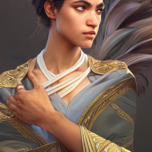 Image similar to ultra realistic illustration, alexandria ocasio - cortez anime, intricate, elegant, highly detailed, digital painting, artstation, concept art, smooth, sharp focus, illustration, art by artgerm and greg rutkowski and alphonse mucha