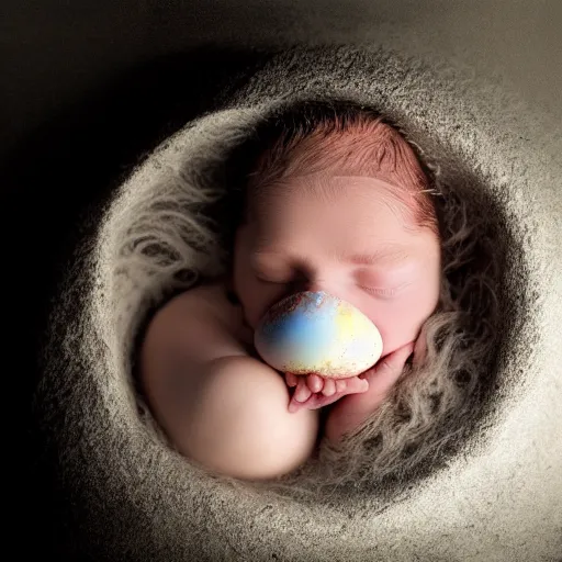 Prompt: a baby unicorn sleeping in an cracked egg, ultrarealistic, dramatic lighting, high details, 4 k, 8 k, best, accurate, trending on artstation, artstation, photorealism, ultrarealistic, digital painting, style of anne geddes