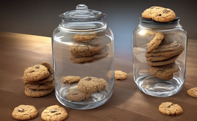 Image similar to a jar with cookies in it, glowing, high detail, unreal engine