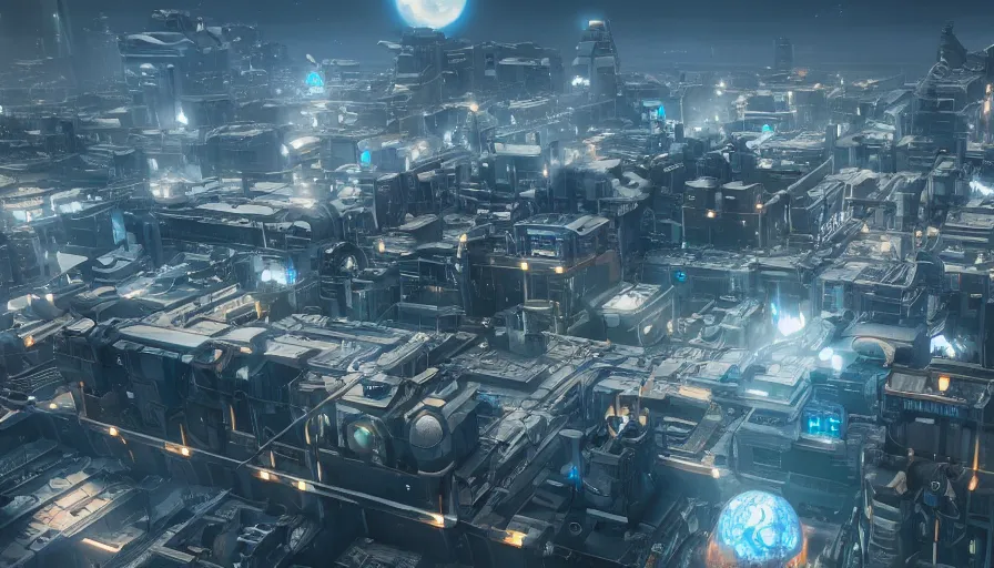 Image similar to Fantastic Space City Environment in Unreal Engine 5, Octane, Redshift, 4k High Detail