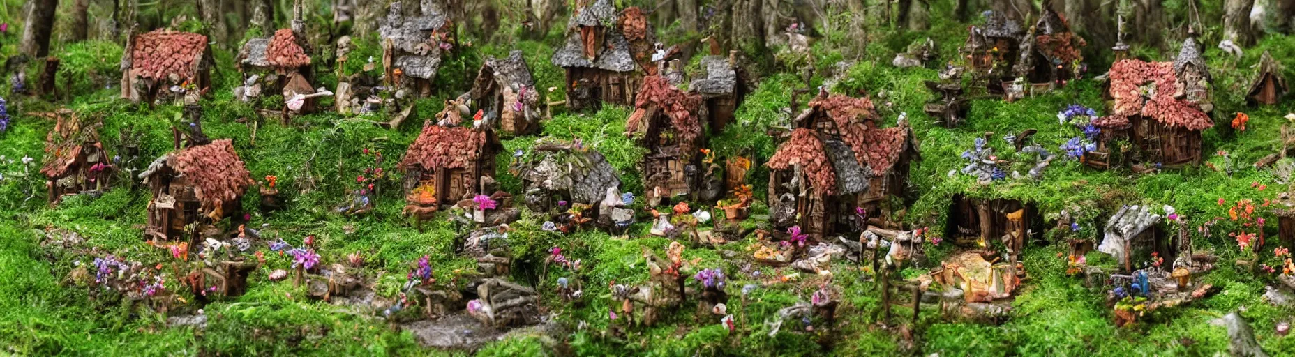 Image similar to small fairy village in the woods