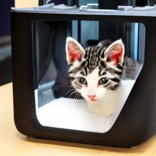 Image similar to printing a kitten in 3d printer