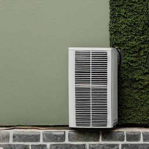 Prompt: ac unit in green smoke on wall