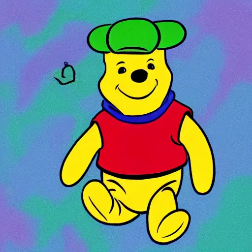 Image similar to illustration of Winnie the Pooh as Buzz Lightyear, pastel colors