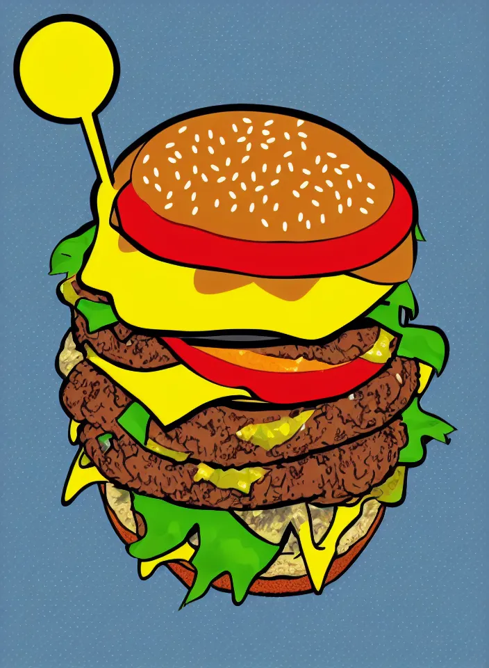 Prompt: pop art illustration of a cheeseburger, adobe illustrator