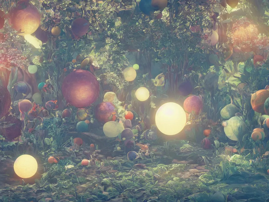 Image similar to 3 d render, sunlight study, the universe is a spheroid region 7 0 5 meters in diameter, art nouveau, by rachel ruysch and ( ( ( ( ( lisa frank ) ) ) ) ), 8 k, sharp focus, octane render