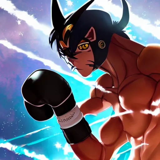 Image similar to anime key visual of anthro anubis as a boxer in a boxing ring, strong spotlights, 4 k, trending on artstation, smooth and sharp focus, illustration, digital painting, art by sakimichan and artgerm and wlop