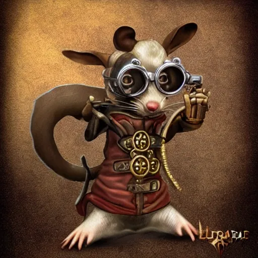 Image similar to a rat with steampunk googles, from Lineage 2