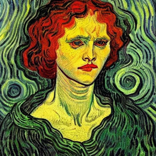 Prompt: portrait of Medusa, by Van Gogh