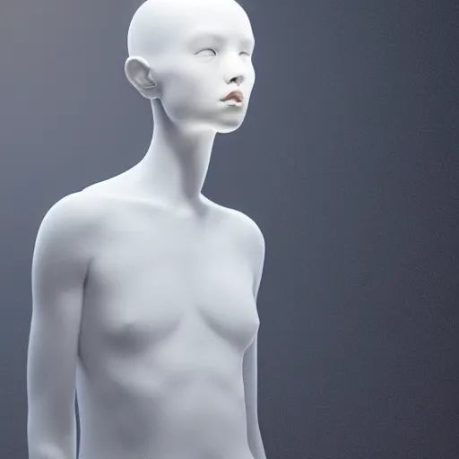 Image similar to a white mannequin's head in a dark room, a computer rendering by hsiao - ron cheng, zbrush central, neo - figurative, volumetric lighting, physically based rendering, zbrush