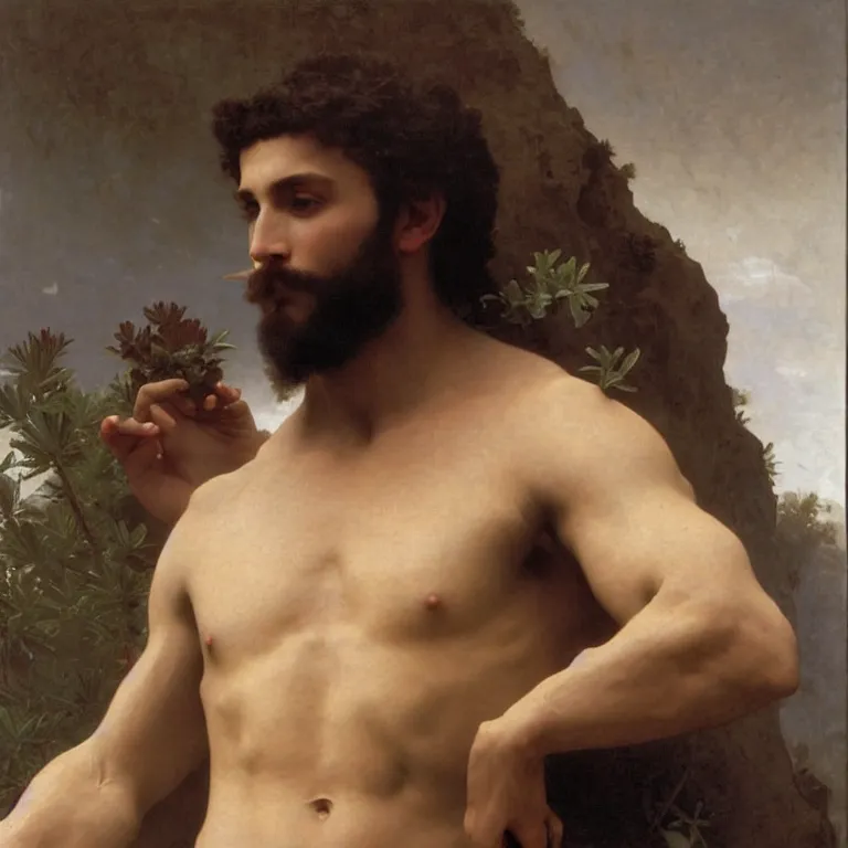 Prompt: Gigachad, the apex of masculinity, by William Adolphe Bouguereau