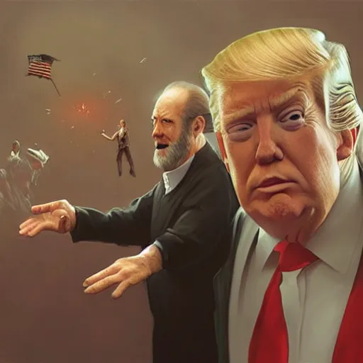 Image similar to george carlin slapping trump, greg rutkowski