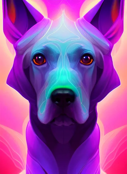 Image similar to symmetry!! product render poster vivid colors divine proportion dog, scifi, glowing fog intricate, elegant, highly detailed, digital painting, artstation, concept art, smooth, sharp focus, illustration, art by artgerm