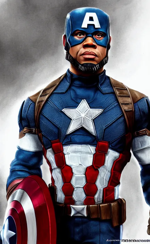 Image similar to kevin hart as captain america, dynamic lighting, photorealistic fantasy concept art, trending on art station, stunning visuals, creative, cinematic, ultra detailed