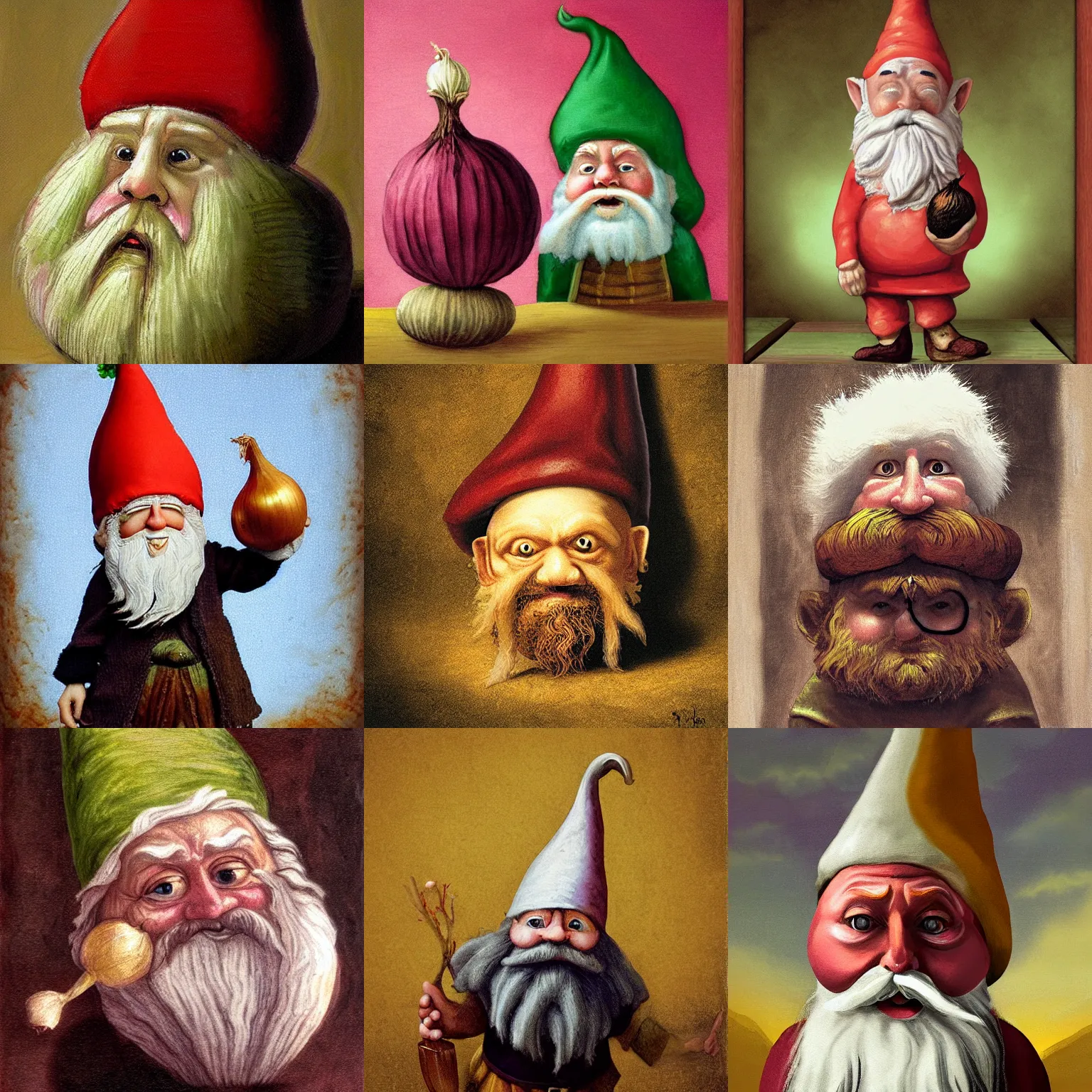 Prompt: onion gnome, baroque painting