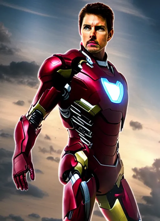 Prompt: tom cruise as ironman, in marvel movie, hipher realistic photography.