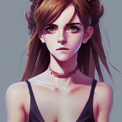 Image similar to anime portrait of emma watson as an anime girl by Stanley Artgerm Lau, WLOP, Rossdraws, James Jean, Andrei Riabovitchev, Marc Simonetti, and Sakimichan, trending on artstation