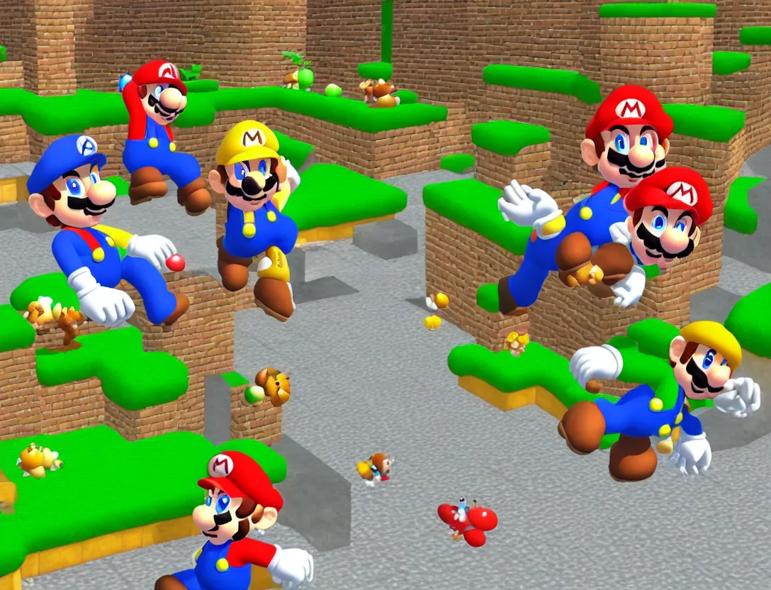 Prompt: Super Mario 64 on ps5 new graphics