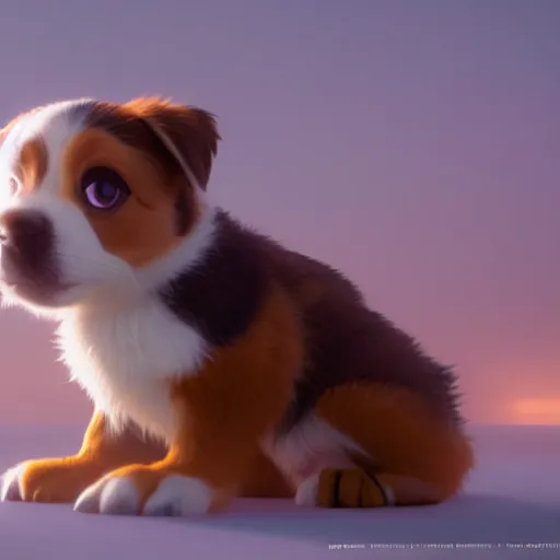 Image similar to a wholesome animation key shot of a copper australian shepherd puppy, studio ghibli, pixar and disney animation, sharp, rendered in unreal engine 5, anime key art by greg rutkowski, bloom, dramatic lighting