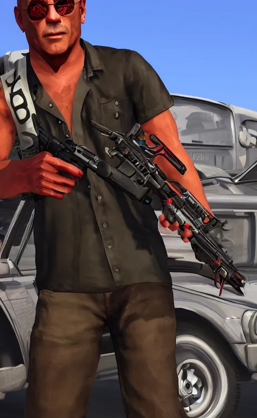 Image similar to matt demon as a gtav character, detailed