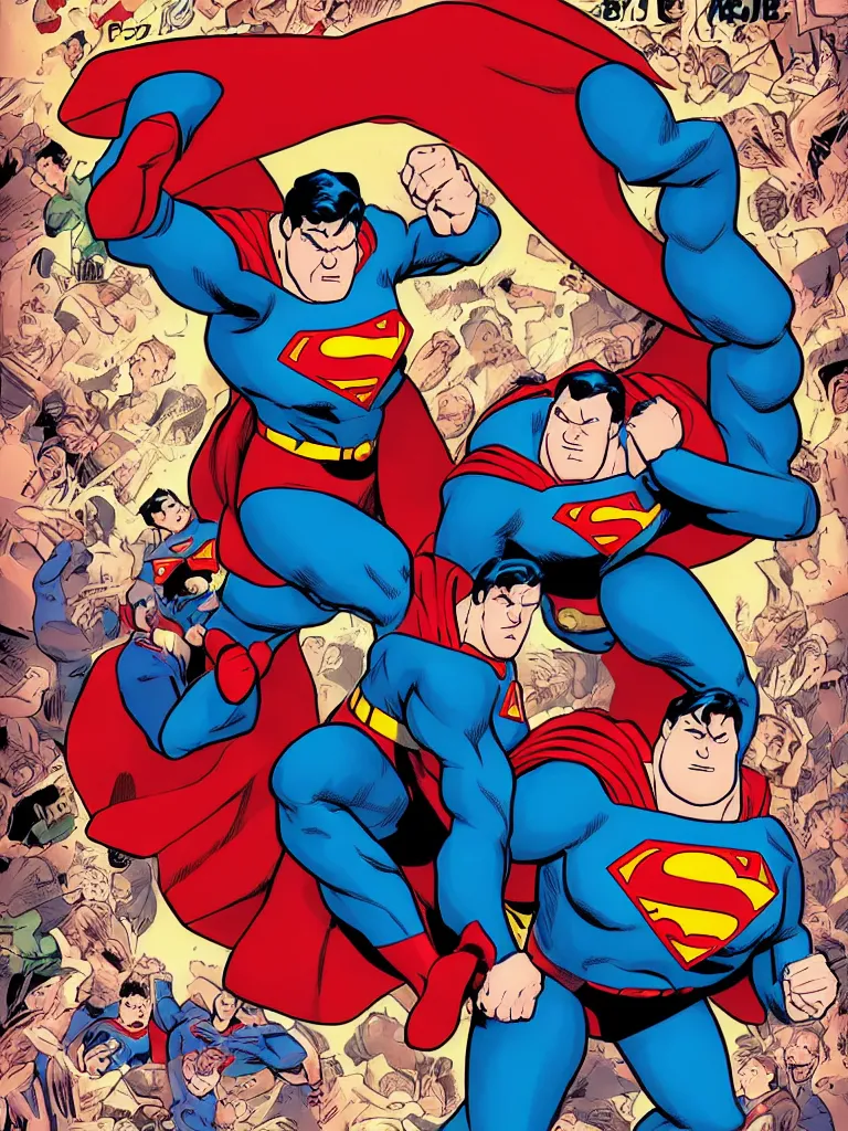 Prompt: Action Comics cover where Superman is punching Peter Griffin
