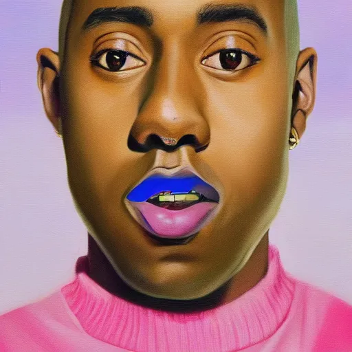 Prompt: an oil painting portrait of Tyler the Creator