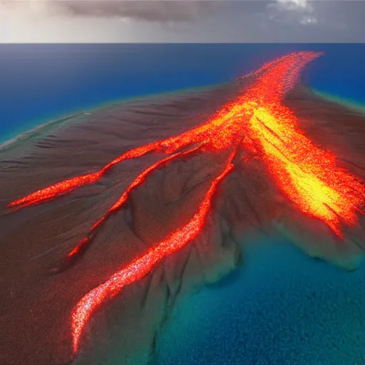 Image similar to hawaii island beach volcano by stanley artgerm lau, wlop, rossdraws, james jean, andrei riabovitchev, marc simonetti, yoshitaka amano, trending on artstation, trending on deviantart, deepdream, unreal engine, dramatic lighting, octane render, weta digital, micro details, 3 d sculpture, structure, ray trace,