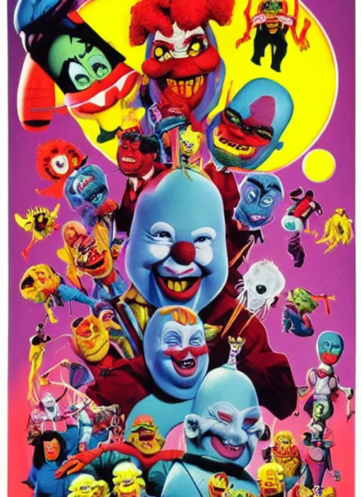 Prompt: Killer Klowns From Outer Space (1988) Marvel Movie poster