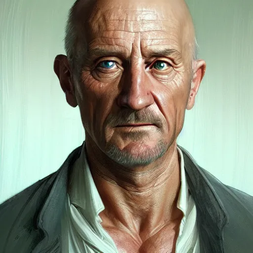 Image similar to portrait of John Locke from Lost as a detective, highly detailed, digital painting, artstation, concept art, sharp focus, illustration, art by artgerm and greg rutkowski and alphonse mucha