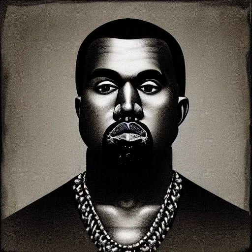 Prompt: a portrait of Kanye West in the style of Francisco Goya, dark, creepy, high contrast, nihilistic