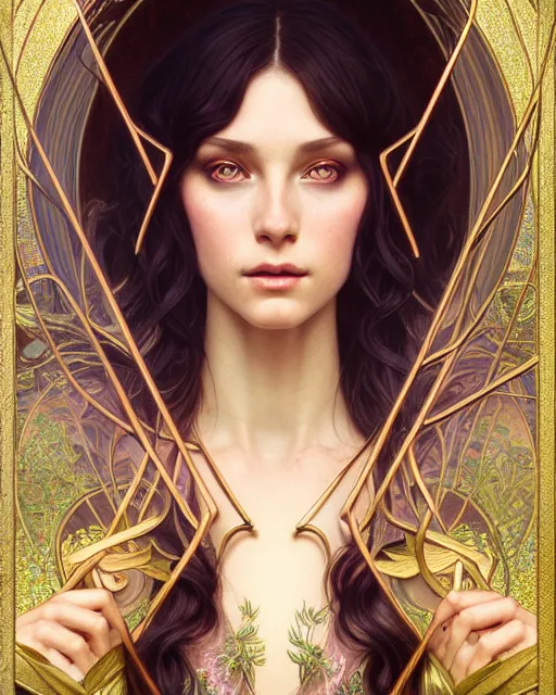 Prompt: symmetry portrait of brunette magical princess, glam, renaissance, glass skin, forest background, intricate, elegant, highly detailed, digital painting, artstation, concept art, smooth, sharp focus, illustration, art by artgerm and greg rutkowski and fra angelico and alphons mucha