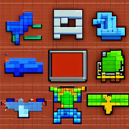 Image similar to pixel art 3 d game props, clean, artstation