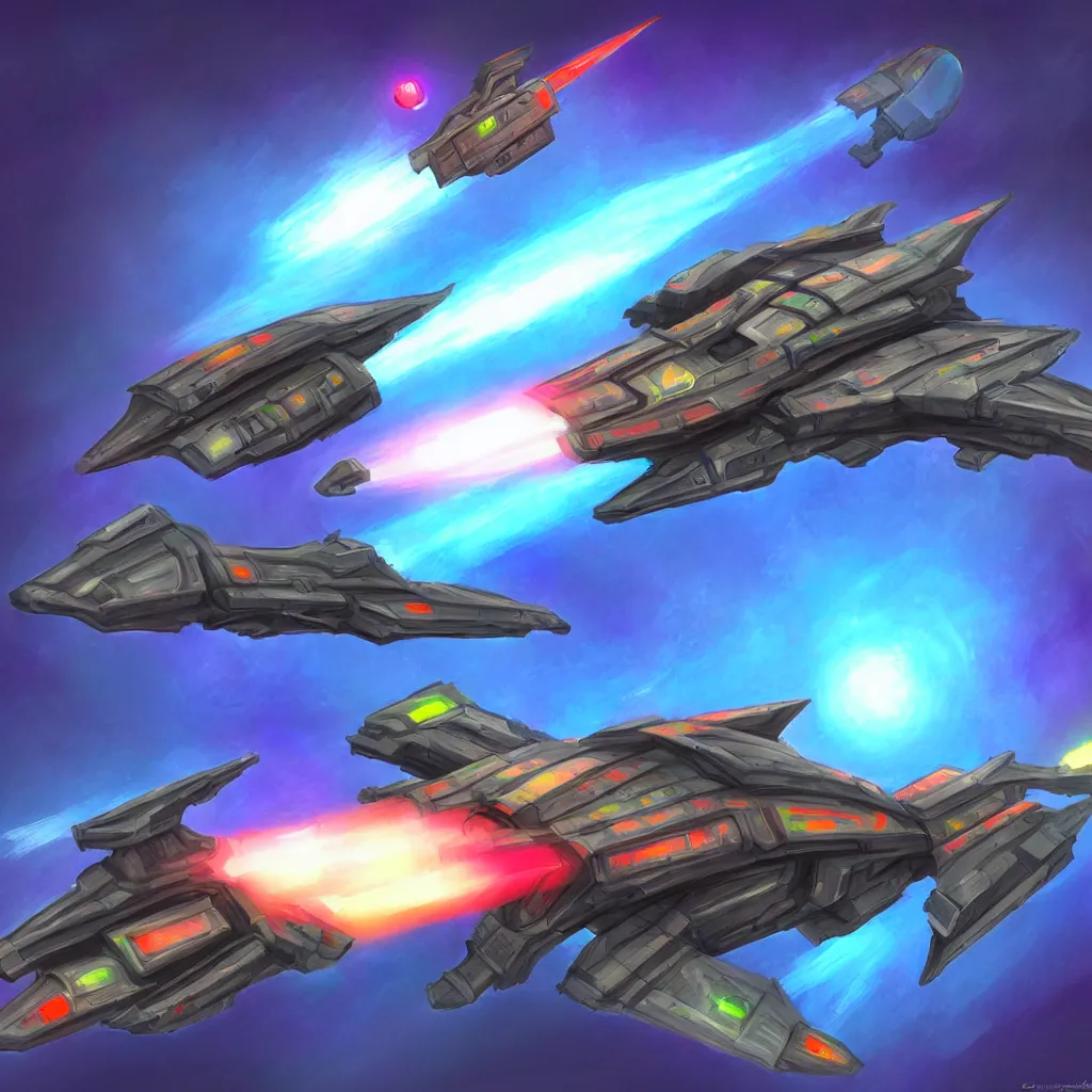 Image similar to combat spaceship from the side concept art colorful by gurmukh basin