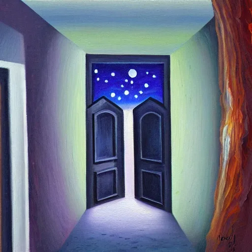 Image similar to a doorway to another universe, oil painting