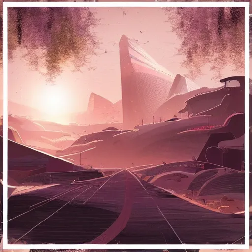 Image similar to beautiful happy picturesque charming organic futuristic sci - fi town in harmony with nature. beautiful light. grainy and rough. soft colour scheme. beautiful artistic vector graphic design art by lurid. ( 2 0 2 2 )