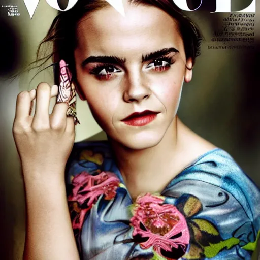 Image similar to jack black mixed with emma watson, vogue magazine photo, 8 k, artistic style