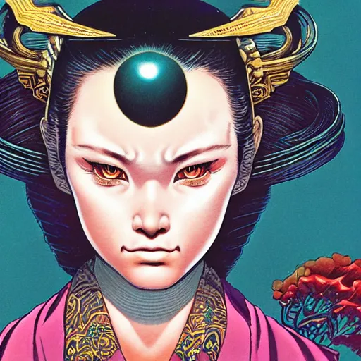 Prompt: portrait of girl from big trouble in little china, symmetrical, by yoichi hatakenaka, masamune shirow, josan gonzales and dan mumford, ayami kojima, takato yamamoto, barclay shaw, karol bak, yukito kishiro