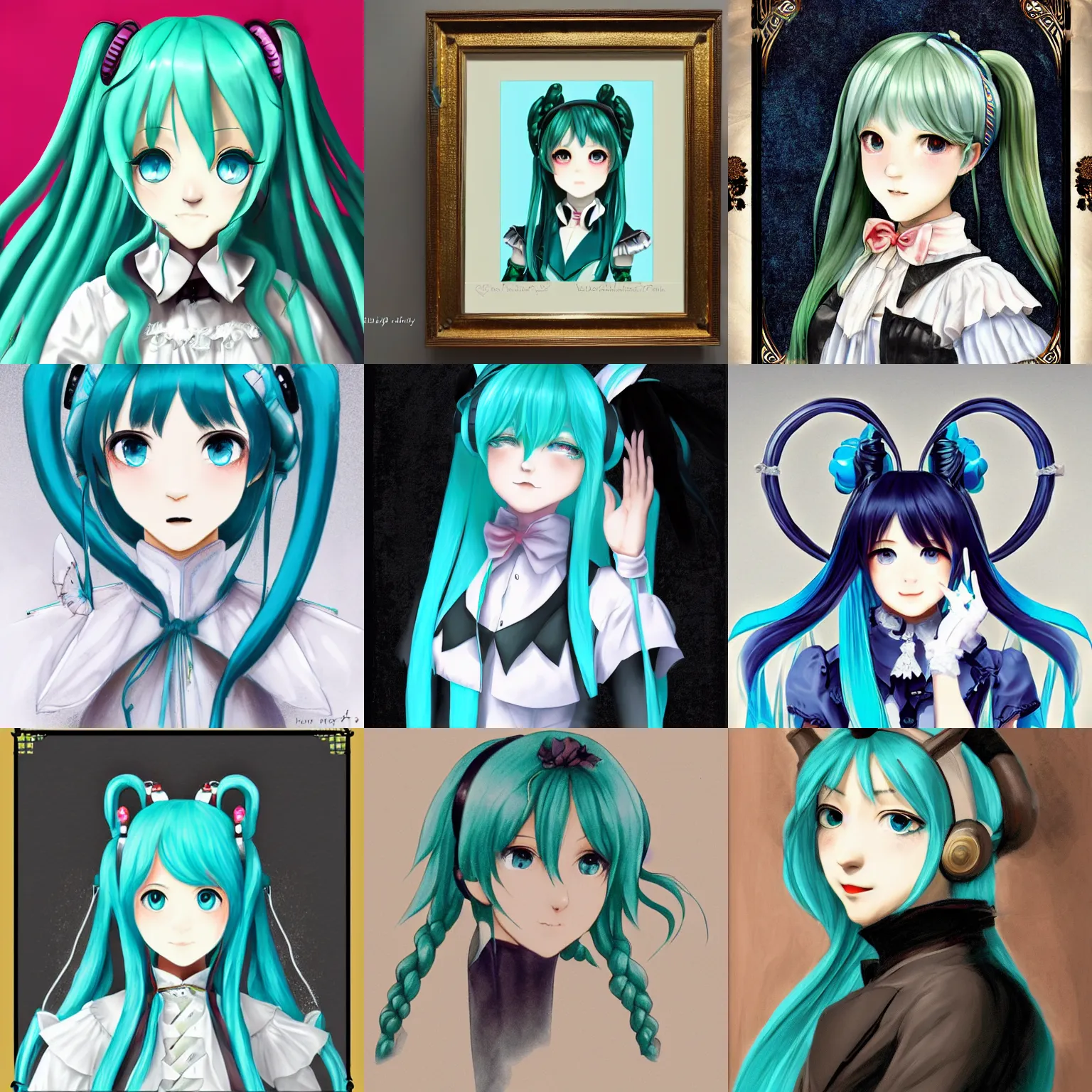 Prompt: victorian Hatsune Miku portrait