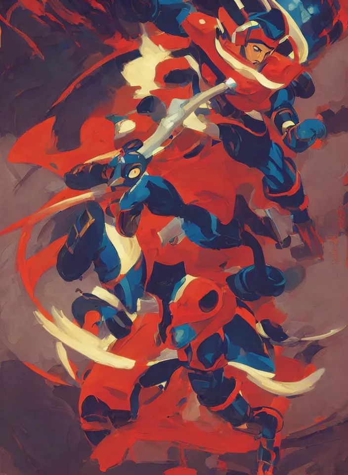 Image similar to orientalist painting of a ninja megaman x zero, in the style of syd mead, jeremy cowart, by greg rutkowski, by greg tocchini, by james gilleard, by joe fenton