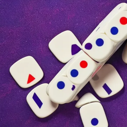 Prompt: photo of thanos playing with dominos