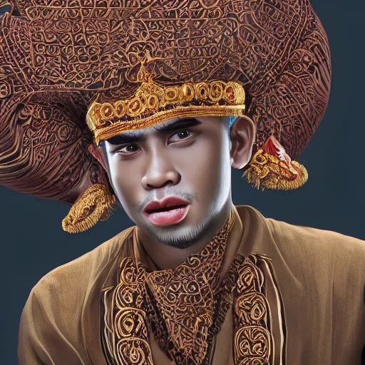 Prompt: javanese man wear traditional dress. matte, facial features, symmetrical anatomy, hyperdetailed, digital art, baroque, pop punk art style, fantasy, full body pictures, without duplication, art by artgerm and ilya kuvshinov and vinicius gud and gustavo zambelli, intricate, octane render.